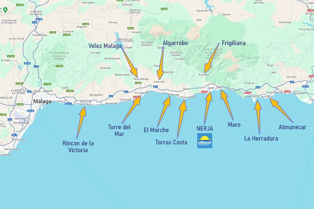 map of the eastern costa del sol